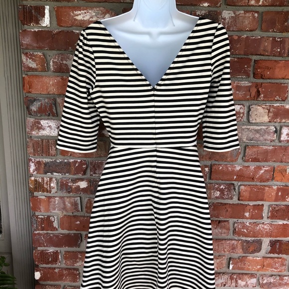 Pixley black/white striped fit & flare dress sz S - Picture 2 of 8